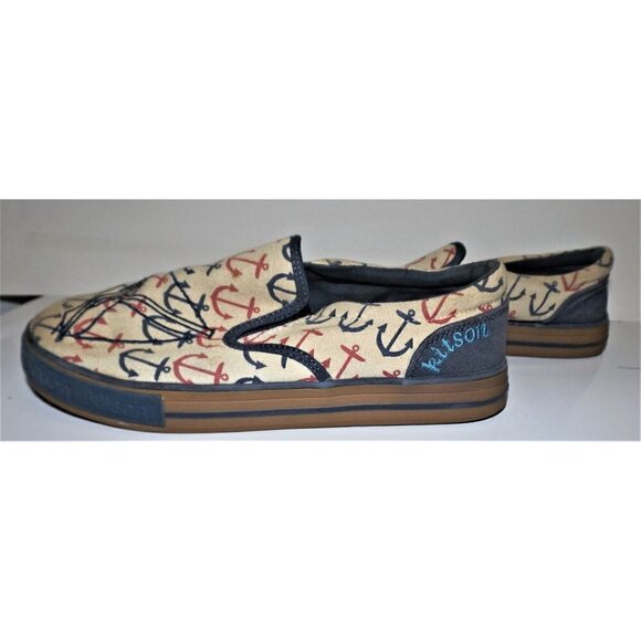 Kitson LA 6.5 US Anchor slip-on sneakers beige, navy, red - Picture 4 of 7
